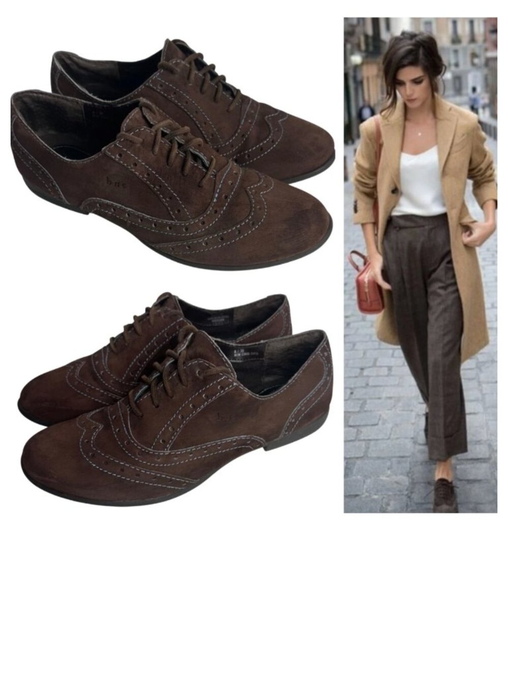 BOC Born Sz 8 Oxford Shoes Flats Loafers Wingtip Brown Suede Preppy Academia